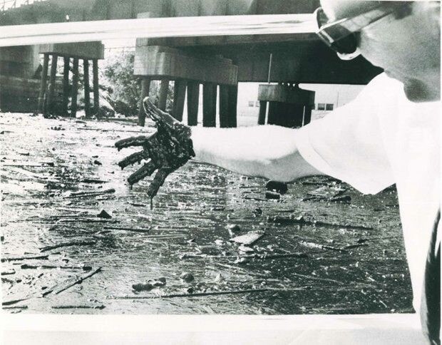 man with substance covering his hand