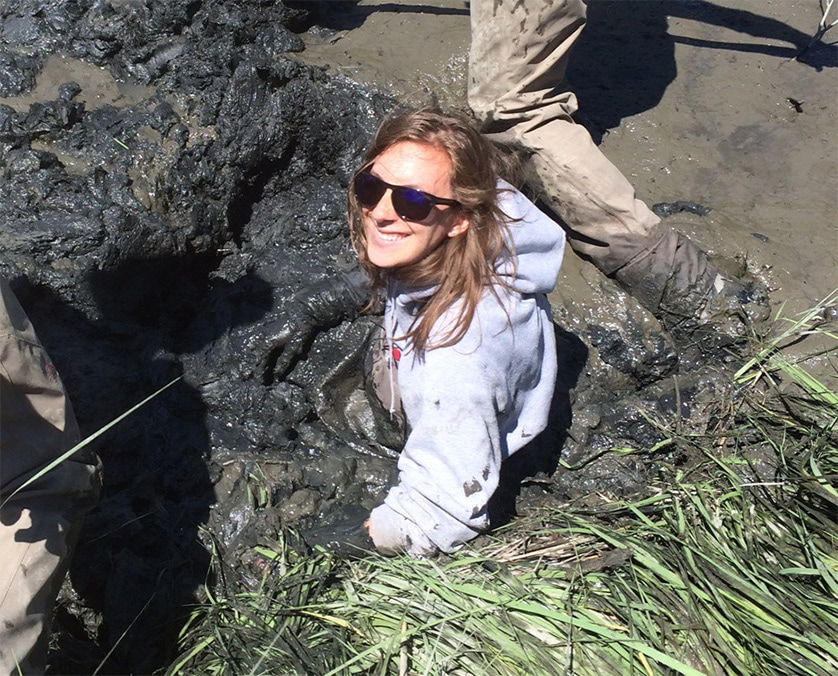 woman working in mud